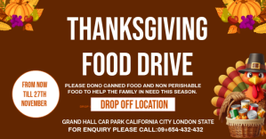 Red Maximalist Thanksgiving Food Drive Template Y Facebook Ad Reklama na Facebooka