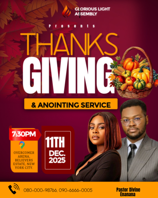 Red Maximalist Thanksgiving Service  Instagram Portrait template