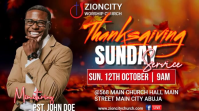 Red Maximalist Thanksgiving Sunday Service  Twitter Post template