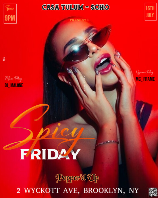 Red Maximalist This Image Is A Vibrant And Eye-catching Poster Design For An Event Titled "spicy Fri Instagram Portrait template