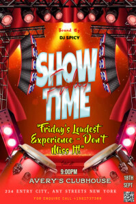 Red Maximalist This Is A Vibrant And Energetic Digital Flyer For A Club Event Called "show Time" Pin Pinterest-grafik template