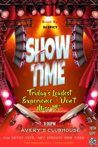 Red Maximalist This Is A Vibrant And Energetic Digital Flyer For A Club Event Called "show Time" Pin Grafik Pinterest template