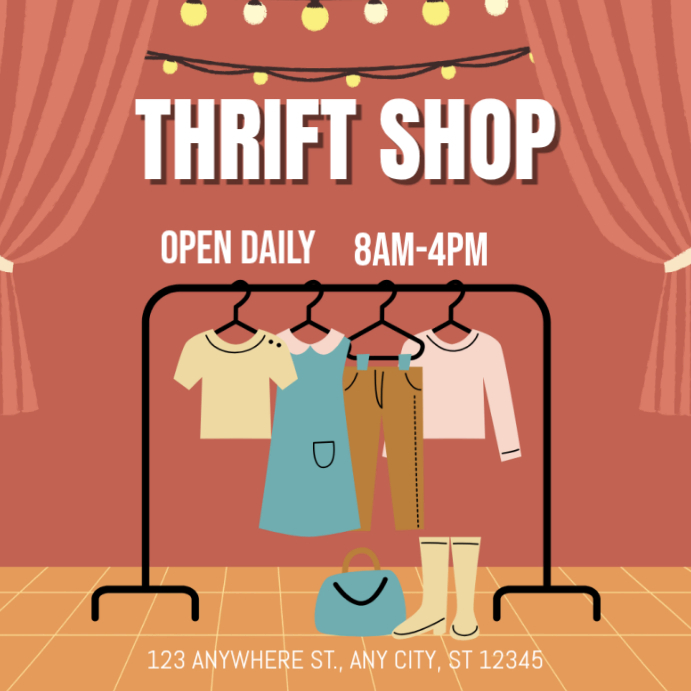 Red Maximalist Thrift Shop Instagram Post Template | PosterMyWall