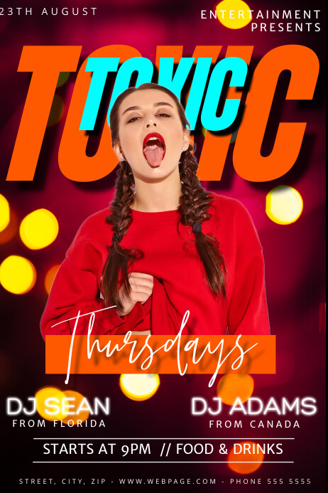 Red Maximalist Toxic Thursday Night Party Pos Poster template