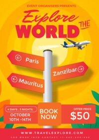 Red Maximalist Travel And Tours Flyer  A3 template