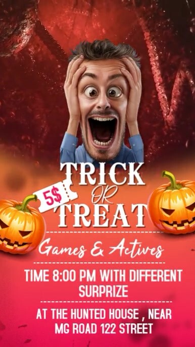 Red Maximalist Trick Or Treat  Instagram Story template
