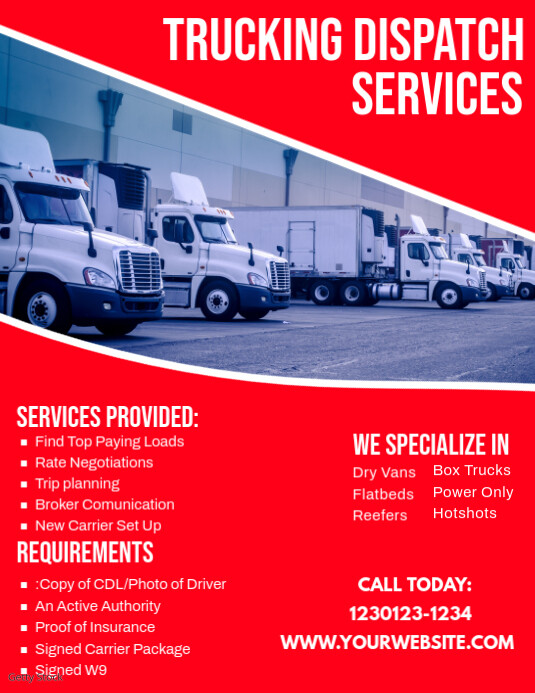 Dispatch Rider Flayers Copy of Red Maximalist Trucking Dispatch Services Flyer (us Letter ...