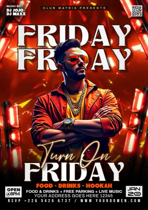Red Maximalist Turn On Friday  A4 template