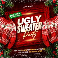 Red Maximalist Ugly Sweater Party Instagram Post template