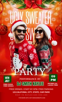 Red Maximalist Ugly Sweater Party Invitation Template Us Legal Amerikansk lov