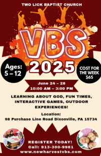 Red Maximalist Vacation Bible School Tabloid template