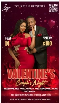 Red Maximalist Valentine's Couple Business Card template