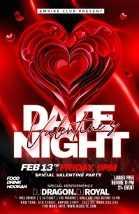 Red Maximalist Valentine's Day Date Night Party Half Page Wide template