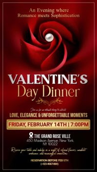 Red Maximalist Valentine's Day Dinner – Luxury Romantic Restaurant Event  Instagram Story template