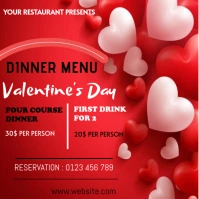 Red Maximalist Valentine's Day Dinner Menu  Instagram Post Instagram-Beitrag template