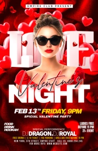 Red Maximalist Valentine's Day  Love Party Half Page Wide template