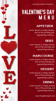 Red Maximalist Valentine's Day Menu Card Digital Display (9:16) template