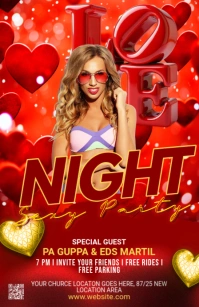 Red Maximalist Valentine's Day Night Party Tabloid Tabloid template