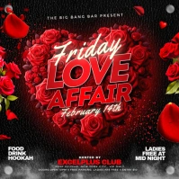 Red Maximalist  Valentine's Love Affair Party Poster ,Instagram Post template