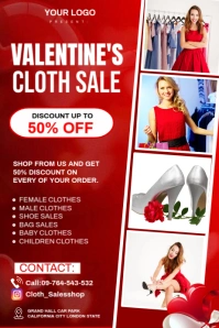 Red Maximalist Valentine's Clothe Sales Template Design Poster Plakat