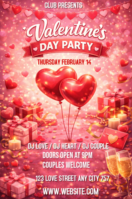 Red Maximalist Valentine's Day Party Poster Template | PosterMyWall