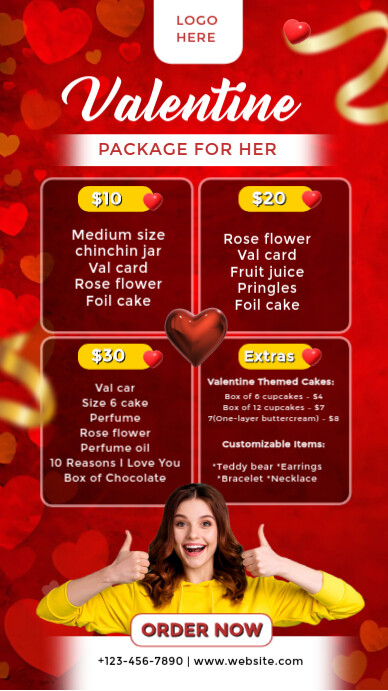 Red Maximalist Valentine's Gift Package Flyer Template  Facebook Story