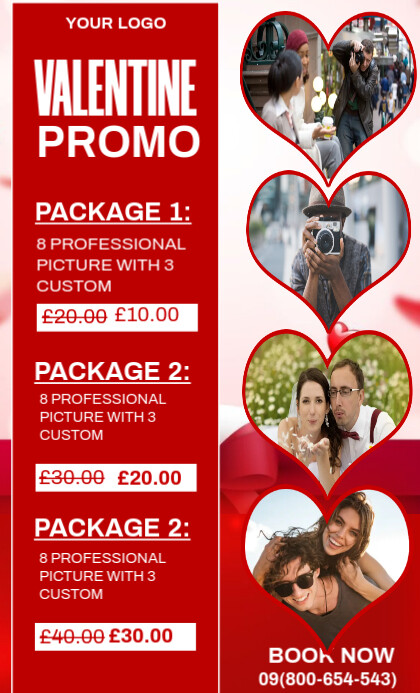 Red Maximalist Valentine's Photography Promotion Template Design Us ...
