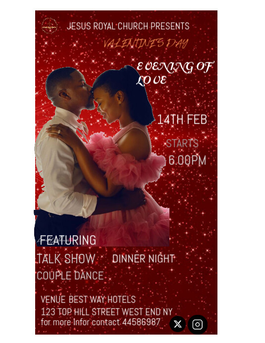 Red Maximalist Valentine Church Program Evening Of Love Flyer (us Letter) template
