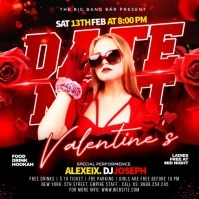 Red Maximalist Valentine Date Night Party  Square (1:1) template