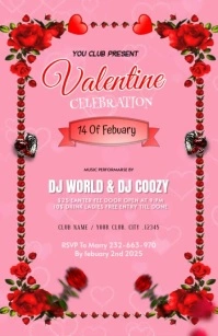 Red Maximalist Valentine Day Half Page Wide Media Página Ancho template