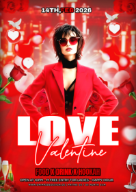 Red Maximalist Valentine Day Party A6 template
