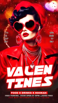 Red Maximalist Valentine Day Party Instagram Story template