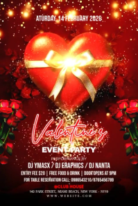 Red Maximalist Valentine Day Poster Poster template