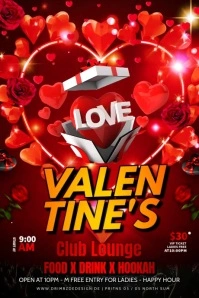 Red Maximalist Valentine Day Poster Poster template