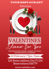 Red Maximalist Valentine Dinner A4 template