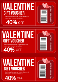 Red Maximalist Valentine Gift Coupon A4 template