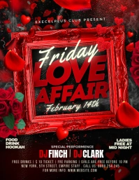 Red Maximalist Valentine Love Affais 14th February Party Flyer (us Letter) Volante (Carta US) template