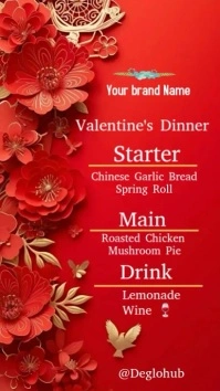 Red Maximalist Valentine Menu Template  Instagram Story