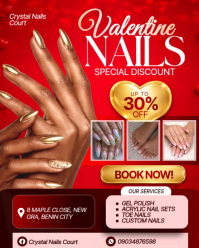 Red Maximalist Valentine Nails Promo Flyer  Instagram Portrait template