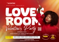 Red Maximalist Valentine Party Flyer A5 template