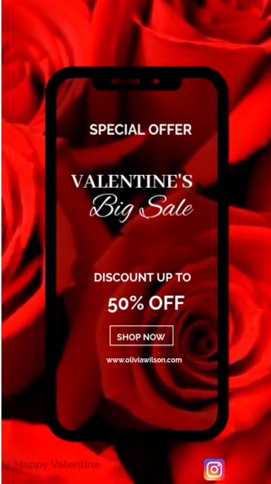 Red Maximalist Valentine Sales/valentine Day Animation Digital Display (9:16) template