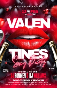 Red Maximalist Valentines Bar Party  Half Page Wide template