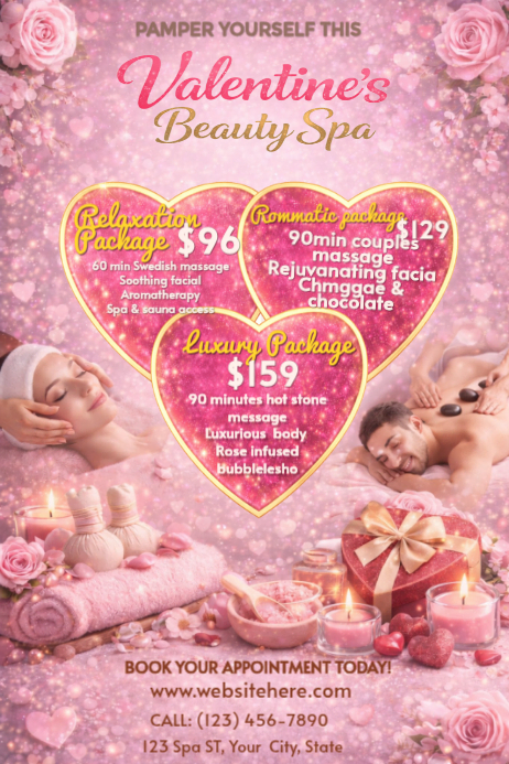 Copy of Red Maximalist Valentines Beauty Spa Flyer Poster | PosterMyWall