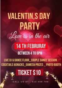 Red Maximalist Valentines Day Party A4 template