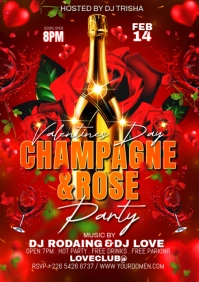 Red Maximalist Valentines Day Party Flyer  A3 template