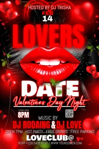 Red Maximalist Valentines Day Party Flyer Banner 4' × 6' template