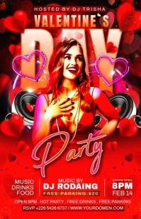 Red Maximalist Valentines Day Party Flyer  Tabloid Boulevardzeitung template