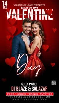 Red Maximalist Valentines Party Flyer Business Card Biglietto da visita template
