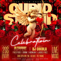 Rood Valentine's Day Party Instagram-bericht Template