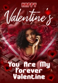Red Maximalist Video Valentine's Card A5 template